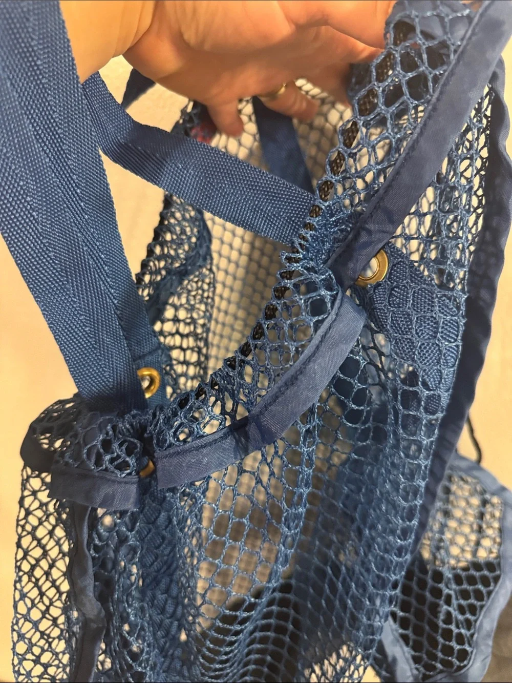 Coach Blue Mesh Drawstring Tote